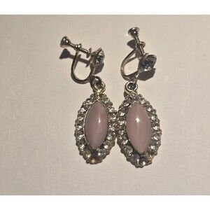 Vintage Pink And gold Tone  Screw Back Clip On Earrings